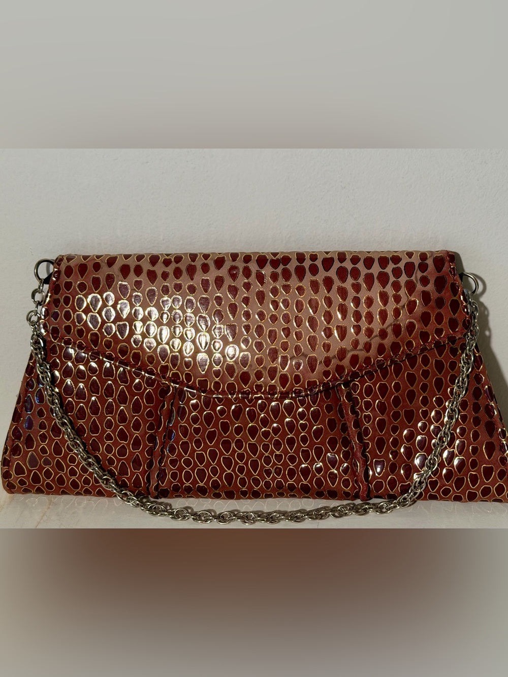 Vintage Bucci Metallic Patterned Evening Clutch/Shoulder Bag. Made in Italy.